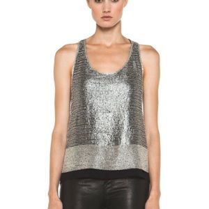 Diane Von Furstenberg Lania Silver Metallic Top